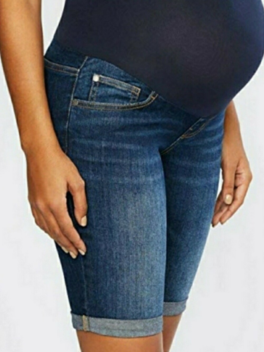 Oh Baby By Motherhood Cuffed Bermuda Maternity Jean Shorts